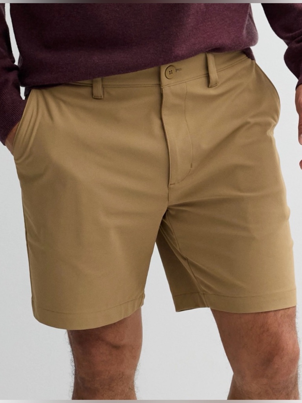 NWOT Men's Flat Front Stretch Shorts in Tan